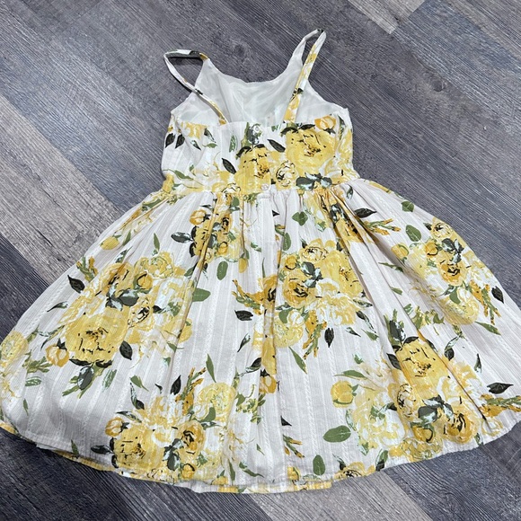 Lilt Yellow and White Floral Kids Dress - Picture 3 of 4